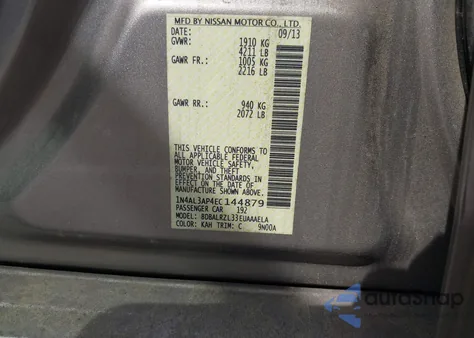 2014 Nissan Altima 2.5 S z USA, uszkodzony, nr VIN 1N4AL3AP4EC144879
